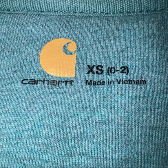 Carhartt womens long sleeve hooded full zip sweater turquoise embroidered XS - Picture 8 of 10